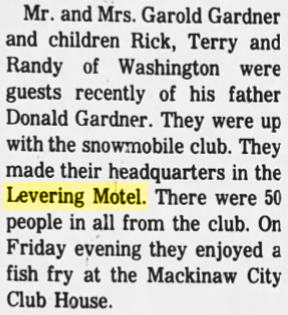 Levering Motel (Gales Motel) - 1972 SNOWMOBILE CLUB